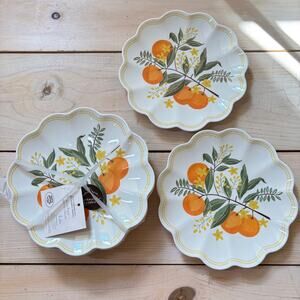 Laura Ashley NWT/NWOT Orange Print Melamine Salad Plates Set of 7